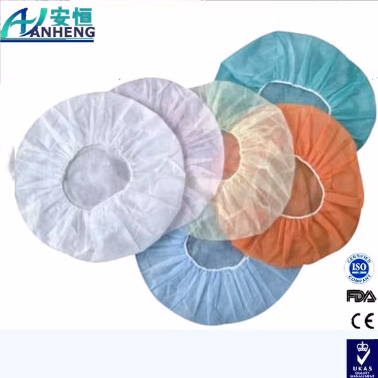 Non-Woven Hair Clip Net Working Nurse Ponytail Mob Cap Disposable Scrub Bouffant Cap with Elastic for Doctor/Surgeon/Nurse/Worker