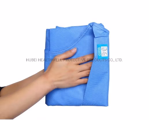 Nonwoven Surgical Nonwoven Disposable Reinforced Surgical Gown and Blue Surgical Gown with Knitted Cuff