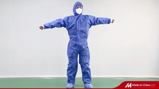 50GSM/60GSM SMS Fabric Disposable Coverall Overall Protective Clothing CE Type 5/6 Safety Suit