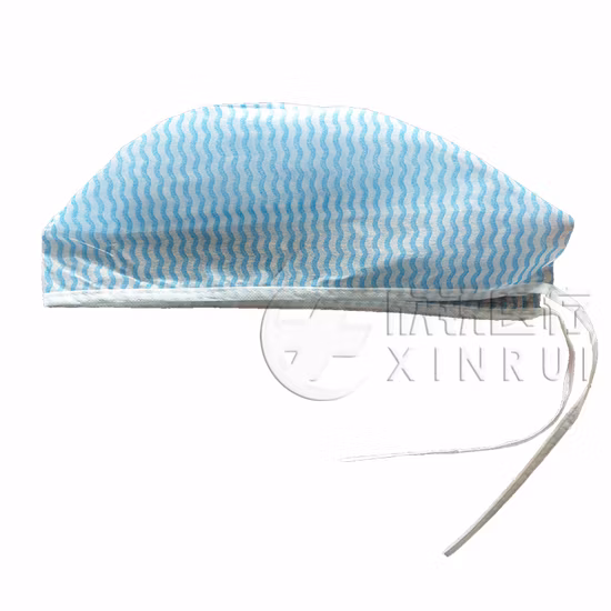 Disposable Non-Woven Doctor Cap/Surgeon Cap/Surgical Cap with Strip Pattern 21 Inch